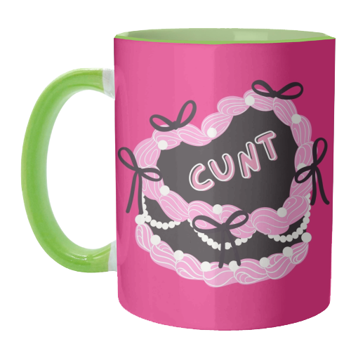 Cheeky Pink Heart Cake - unique mug by Lilly Rose