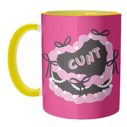 Cheeky Pink Heart Cake - unique mug by Lilly Rose