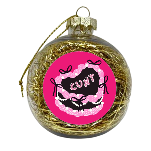 Cheeky Pink Heart Cake - xmas bauble by Lilly Rose