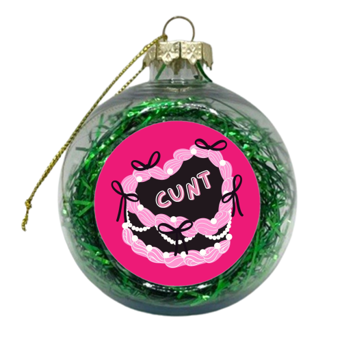 Cheeky Pink Heart Cake - xmas bauble by Lilly Rose