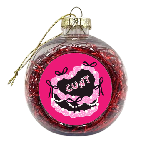 Cheeky Pink Heart Cake - xmas bauble by Lilly Rose