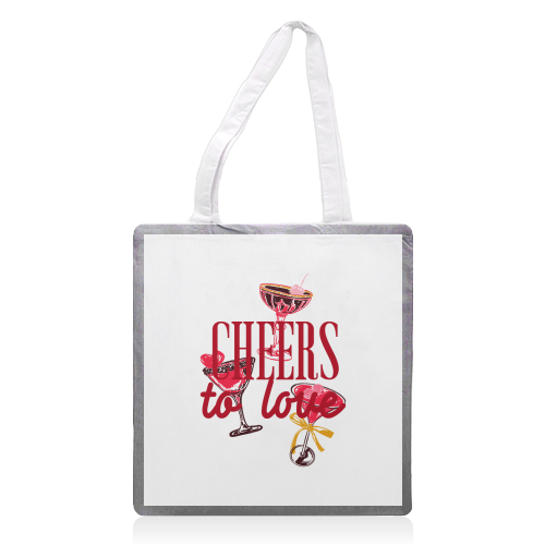 Cheers to love - printed canvas tote bag by EZbie