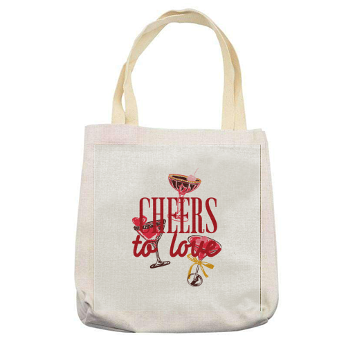 Cheers to love - printed canvas tote bag by EZbie