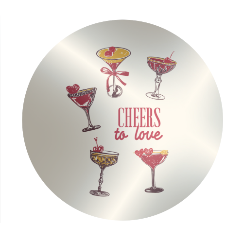 Cheers to Love Vintage Cocktail Illustration - Circle Sticker by EZbie