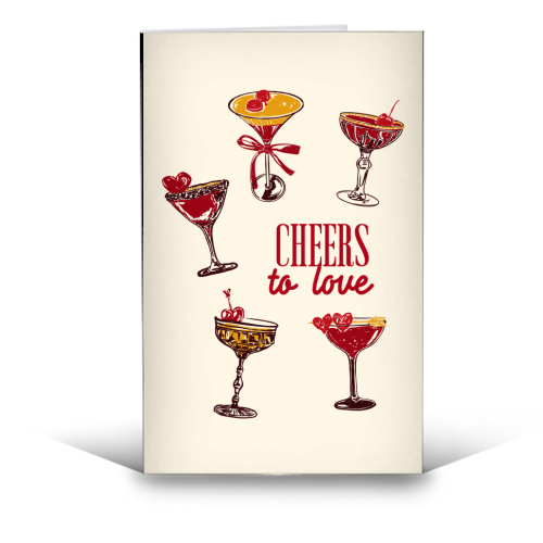 Cheers to Love Vintage Cocktail Illustration - funny greeting card by EZbie