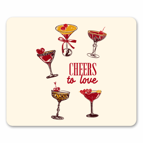Cheers to Love Vintage Cocktail Illustration - mouse mat by EZbie