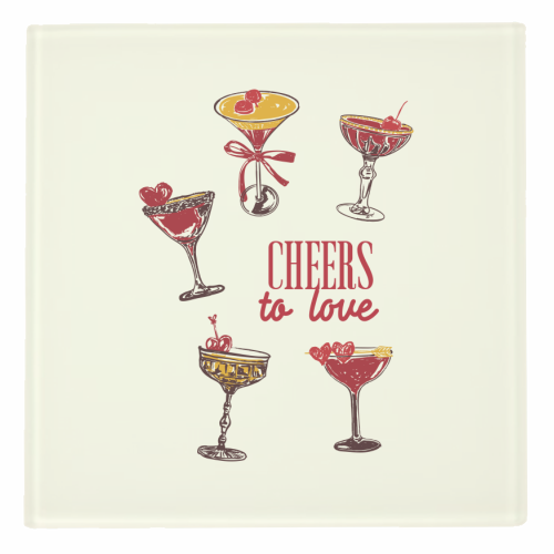 Cheers to Love Vintage Cocktail Illustration - personalised beer coaster by EZbie