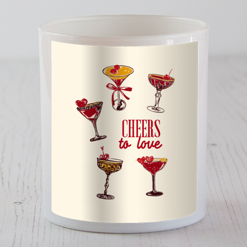 Cheers to Love Vintage Cocktail Illustration - scented candle by EZbie