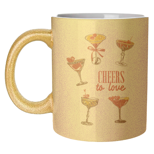 Cheers to Love Vintage Cocktail Illustration - unique mug by EZbie
