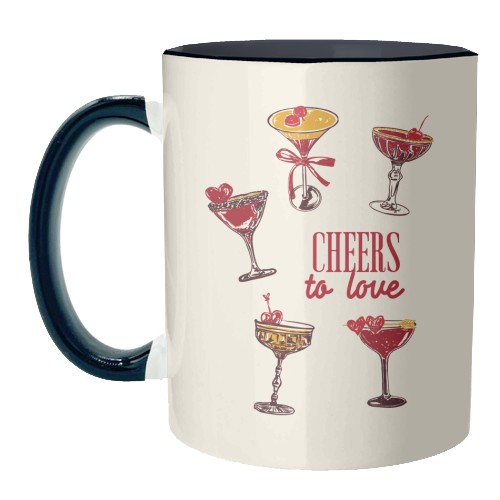 Cheers to Love Vintage Cocktail Illustration - unique mug by EZbie