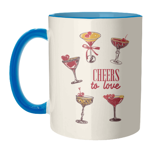 Cheers to Love Vintage Cocktail Illustration - unique mug by EZbie
