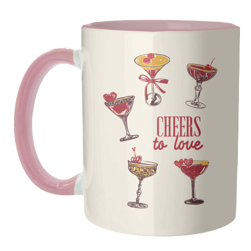 Cheers to Love Vintage Cocktail Illustration - unique mug by EZbie