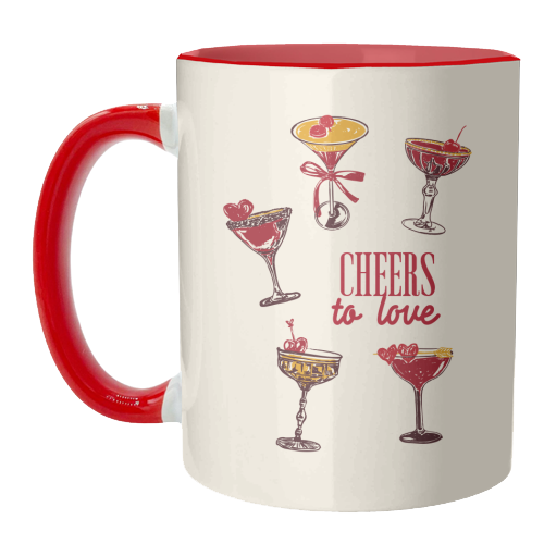 Cheers to Love Vintage Cocktail Illustration - unique mug by EZbie