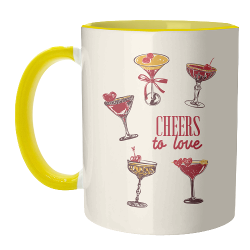 Cheers to Love Vintage Cocktail Illustration - unique mug by EZbie