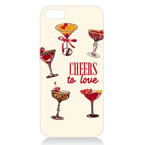 Cheers to Love Vintage Cocktail Illustration - unique phone case by EZbie