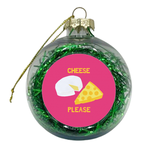 Cheese Please Pink - xmas bauble by Chimps Tea Party