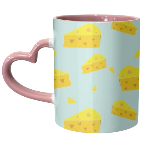 Cheesy Love - unique mug by minniemorris art