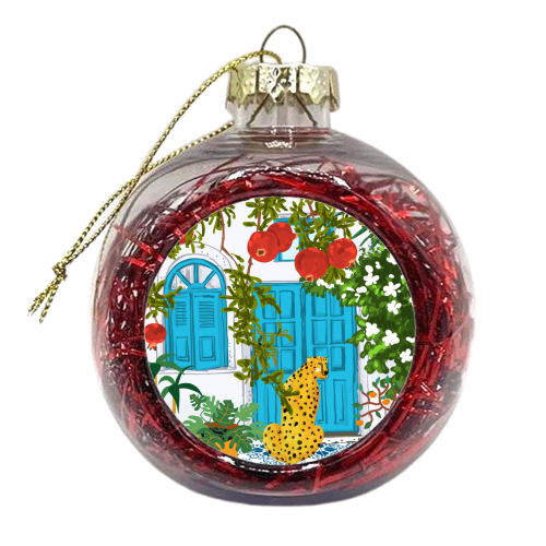 Cheetah Home - xmas bauble by Uma Prabhakar Gokhale