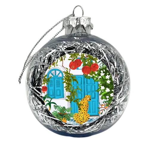 Cheetah Home - xmas bauble by Uma Prabhakar Gokhale