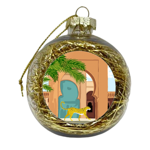 Cheetah Under The Moroccan Arch - xmas bauble by Uma Prabhakar Gokhale