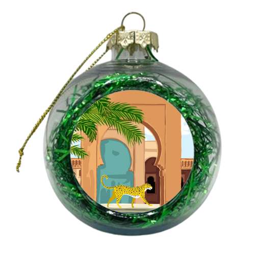 Cheetah Under The Moroccan Arch - xmas bauble by Uma Prabhakar Gokhale