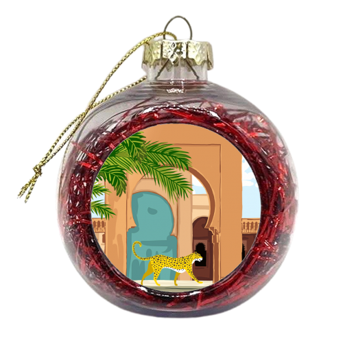 Cheetah Under The Moroccan Arch - xmas bauble by Uma Prabhakar Gokhale