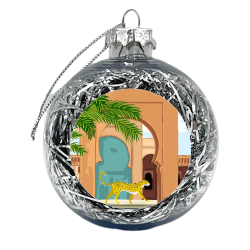 Cheetah Under The Moroccan Arch - xmas bauble by Uma Prabhakar Gokhale