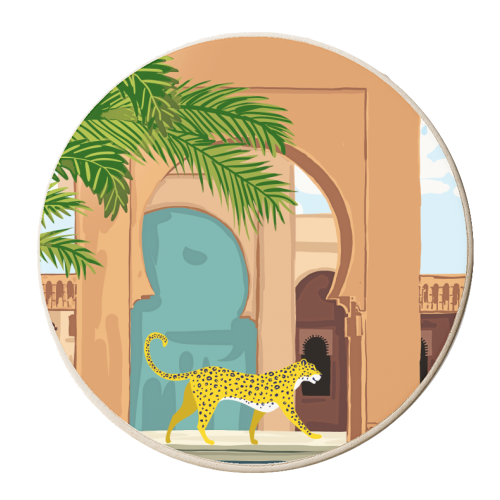 Cheetah Under The Moroccan Arch - personalised beer coaster by Uma Prabhakar Gokhale