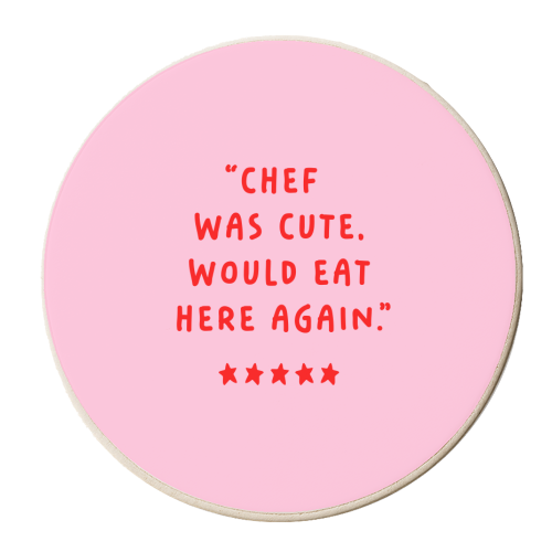 Chef Was Cute Kitchen Decor Print - personalised beer coaster by Kind of Simple Designs