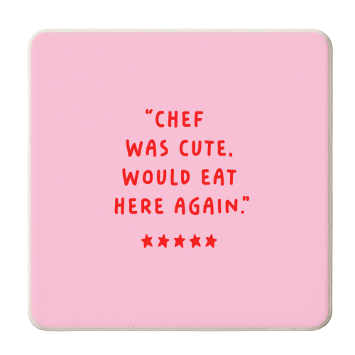 Chef Was Cute Kitchen Decor Print - personalised beer coaster by Kind of Simple Designs