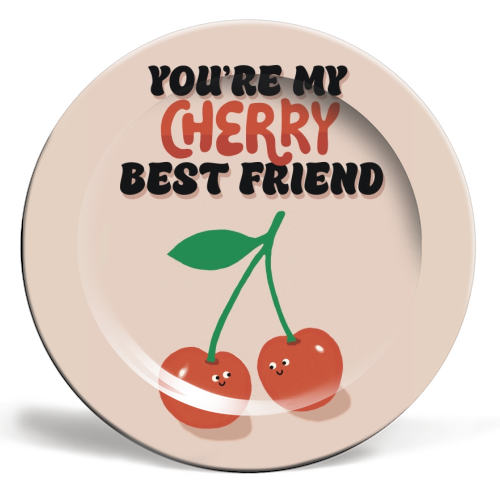 Cherry Best Friend - ceramic dinner plate by Giddy Kipper