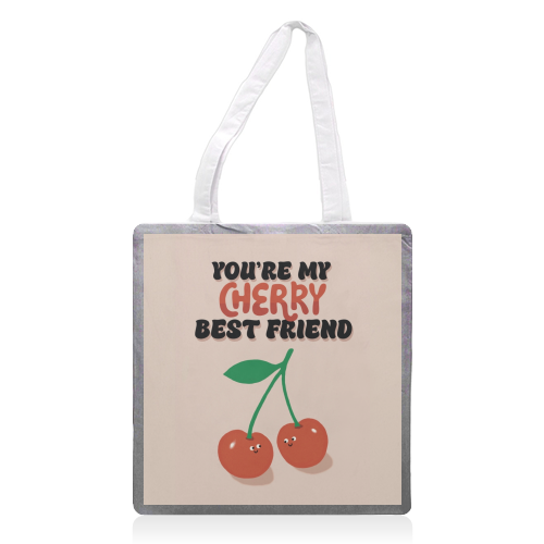 Cherry Best Friend - printed canvas tote bag by Giddy Kipper