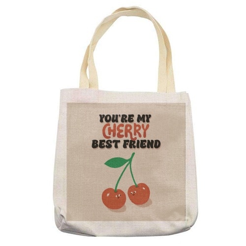 Cherry Best Friend - printed canvas tote bag by Giddy Kipper