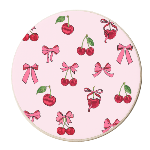 Cherry Bow Coquette - personalised beer coaster by EZbie