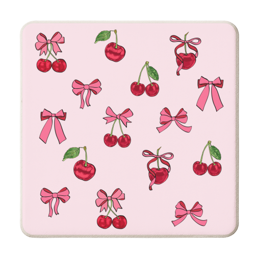 Cherry Bow Coquette - personalised beer coaster by EZbie