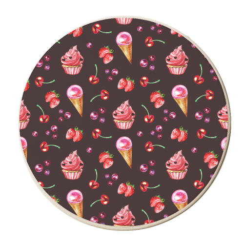 CHERRY ICECREAM - personalised beer coaster by haris kavalla
