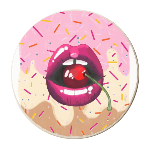 Cherry Icecream - personalised beer coaster by Yaz Raja