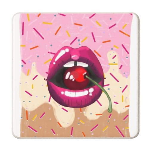 Cherry Icecream - personalised beer coaster by Yaz Raja