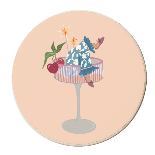 Cherry Pegs Cocktail - personalised beer coaster by Steph Pryor