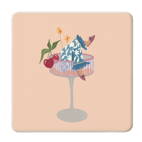 Cherry Pegs Cocktail - personalised beer coaster by Steph Pryor