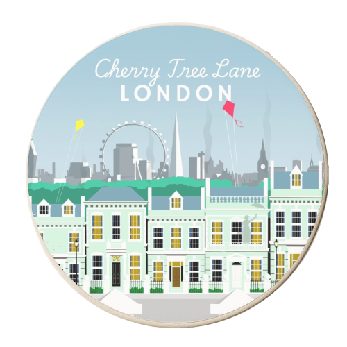 Cherry Tree Lane Art Print - personalised beer coaster by Richard O'Neill