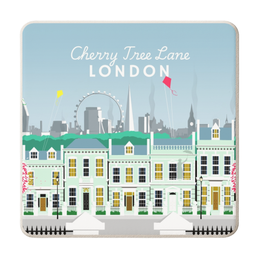 Cherry Tree Lane Art Print - personalised beer coaster by Richard O'Neill