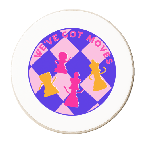 Chess Design - We've Got Moves - personalised beer coaster by Lisa Wardle