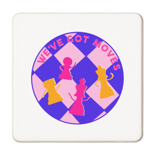 Chess Design - We've Got Moves - personalised beer coaster by Lisa Wardle