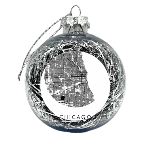 Chicago Illinois Minimal Modern Circle Street Map - xmas bauble by Toni Scott