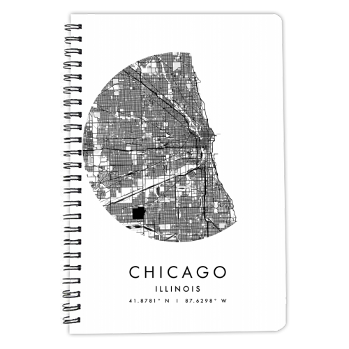 Chicago Illinois Minimal Modern Circle Street Map - personalised A4, A5, A6 notebook by Toni Scott