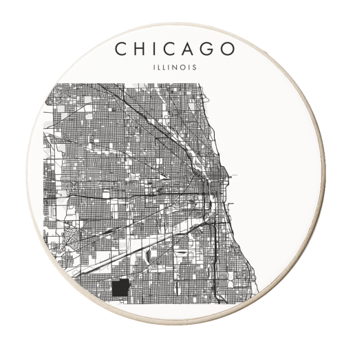 Chicago Illinois Minimal Modern Street Map - personalised beer coaster by Toni Scott