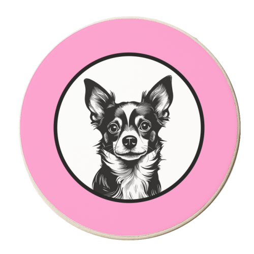 Chihuahua Cameo Portrait (pink) - personalised beer coaster by Adam Regester