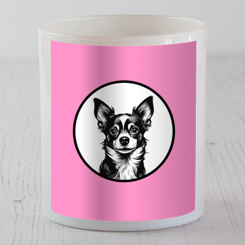 Chihuahua Cameo Portrait (pink) - scented candle by Adam Regester
