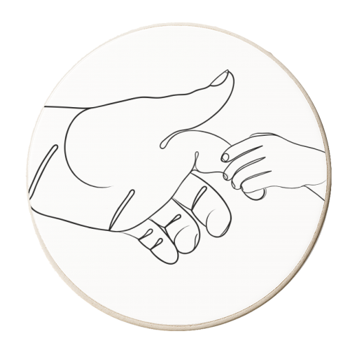 Child Holding Father's Finger Line Drawing - personalised beer coaster by Adam Regester